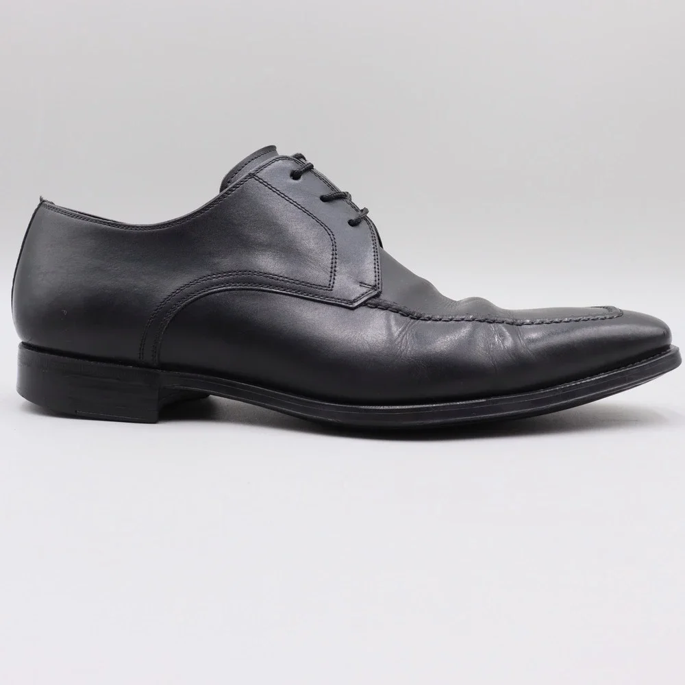Magnanni Pardo Mens Size 8M US Black Leather Apron Toe Derby Dress Shoes